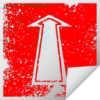 quirky distressed square peeling sticker symbol arrow vector