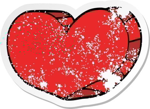 distressed sticker of a cartoon love heart vector
