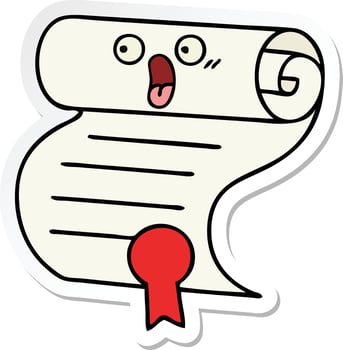 sticker of a cute cartoon contract vector
