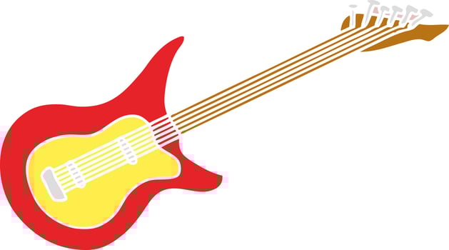 cartoon doodle of a guitar vector