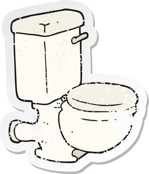 retro distressed sticker of a cartoon toilet vector
