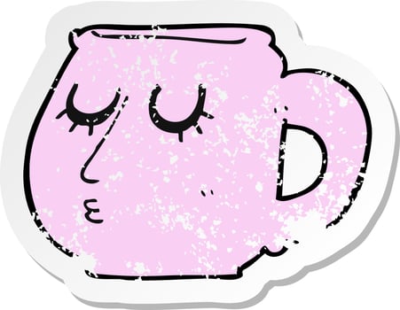 retro distressed sticker of a cartoon cup vector