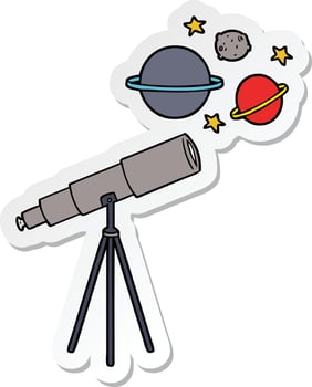 sticker of a cartoon telescope vector