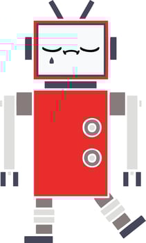 flat color retro cartoon robot vector