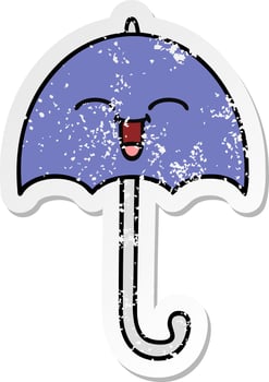distressed sticker of a cute cartoon umbrella vector