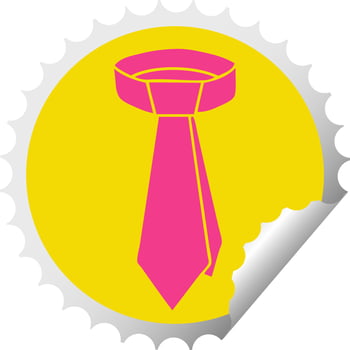 quirky circular peeling sticker cartoon neck tie vector