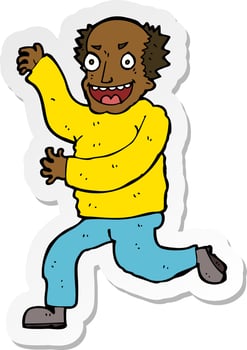 sticker of a cartoon evil old man vector