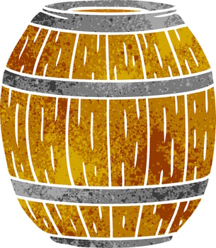 retro cartoon doodle of a wooden barrel vector