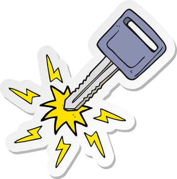 sticker of a cartoon electric car key vector