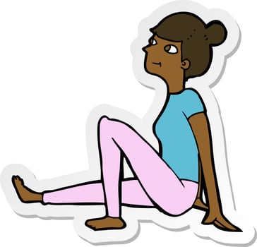 sticker of a cartoon woman sitting vector