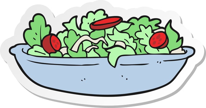 sticker of a cartoon salad vector