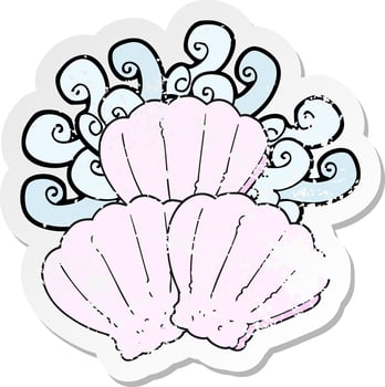 retro distressed sticker of a cartoon shells vector