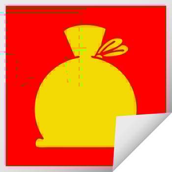 square peeling sticker cartoon bag vector