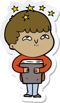 sticker of a cartoon amazed boy vector
