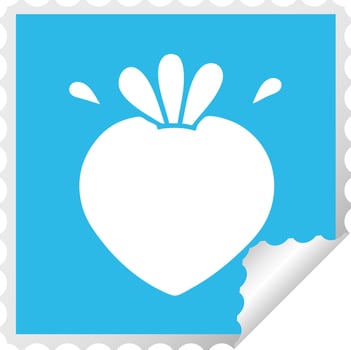 square peeling sticker cartoon strawberry vector
