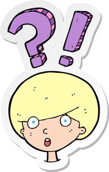 sticker of a cartoon startled boy vector