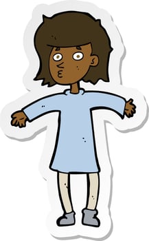 sticker of a cartoon nervous woman vector