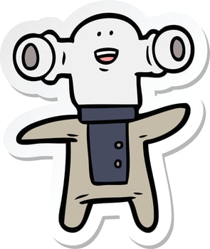 sticker of a friendly cartoon alien vector
