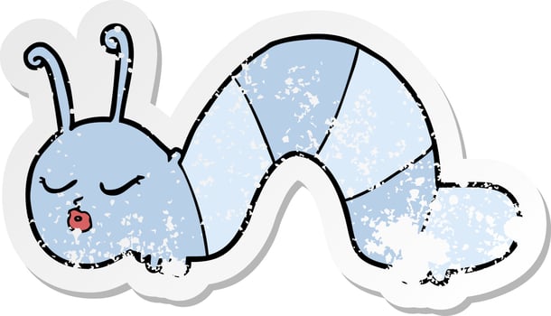 distressed sticker of a cartoon caterpillar vector