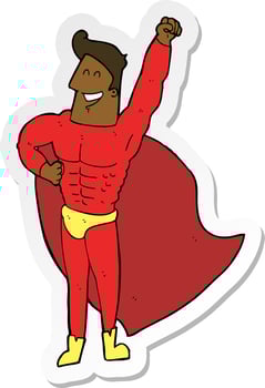 sticker of a cartoon superhero vector