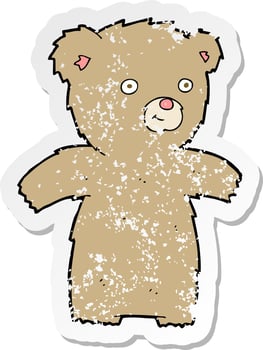 retro distressed sticker of a cartoon teddy bear vector