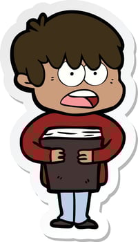 sticker of a worried cartoon boy vector