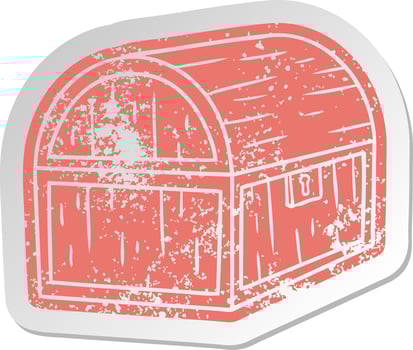 distressed old sticker of a treasure chest vector