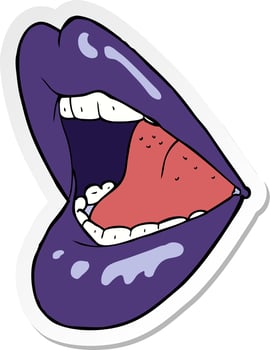 sticker of a cartoon open mouth vector