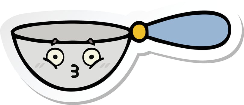 sticker of a cute cartoon measuring spoon vector