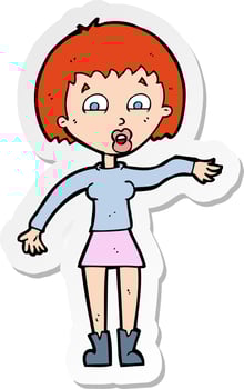 sticker of a cartoon surprised woman vector