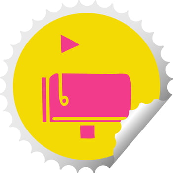 circular peeling sticker cartoon mail box vector