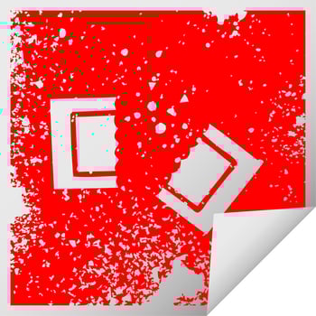 distressed square peeling sticker symbol cinema ticket vector