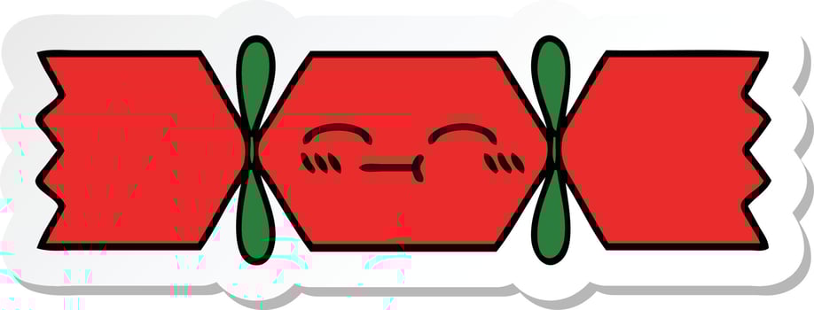 sticker of a cute cartoon christmas cracker vector