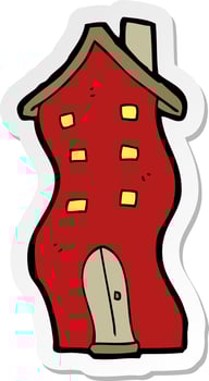 sticker of a cartoon house vector