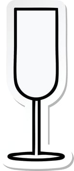 sticker of a cute cartoon champagne flute vector
