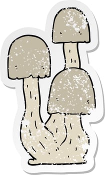 distressed sticker of a cartoon mushroom vector