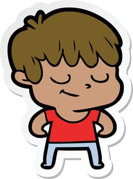 sticker of a cartoon happy boy vector