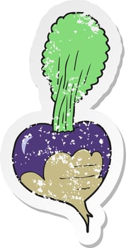 retro distressed sticker of a cartoon beetroot vector