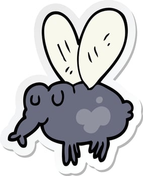 sticker of a cartoon fly vector