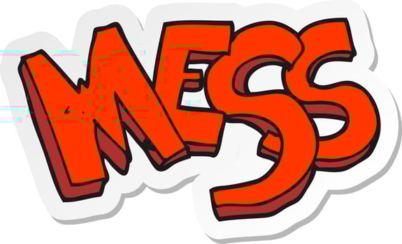 sticker of a cartoon mess vector