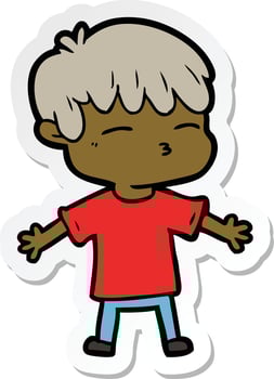 sticker of a cartoon curious boy vector