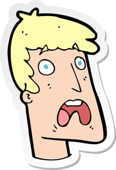 sticker of a cartoon shocked man vector
