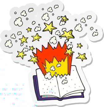 sticker of a cartoon magic spellbook vector