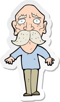 sticker of a cartoon sad old man vector