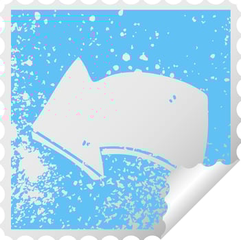 quirky distressed square peeling sticker symbol arrow vector