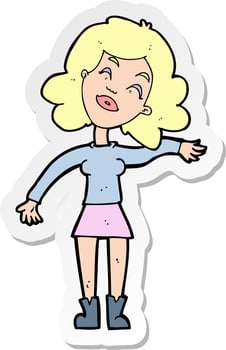 sticker of a cartoon woman only joking vector