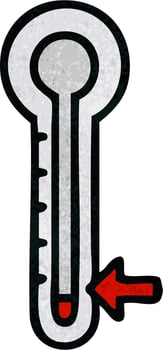 retro grunge texture cartoon cold thermometer vector