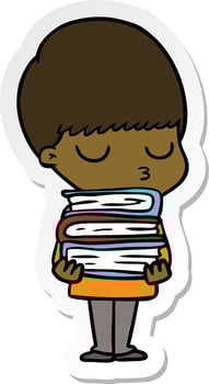 sticker of a cartoon calm boy vector