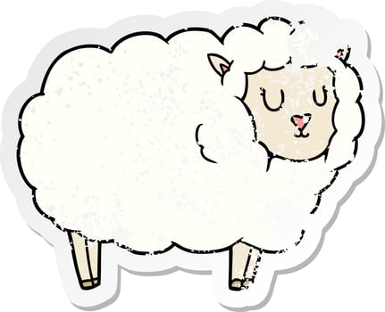 distressed sticker of a cartoon sheep vector