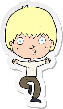 sticker of a cartoon excited boy vector